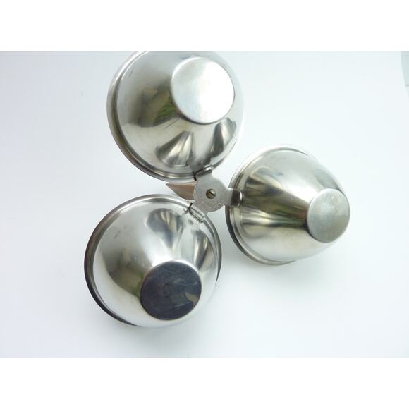 Vintage Stainless Steel Japan Wood Serving Bowls Candy Dip Condiment - Picture 3 of 4